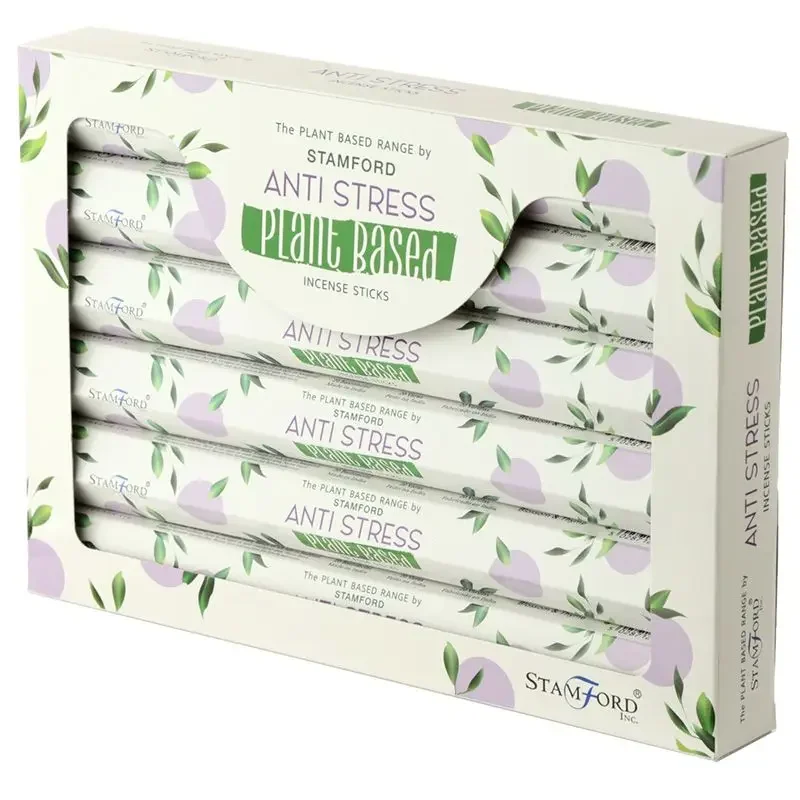 Bundle of plant based anti stress incense sticks with natural packaging on white background