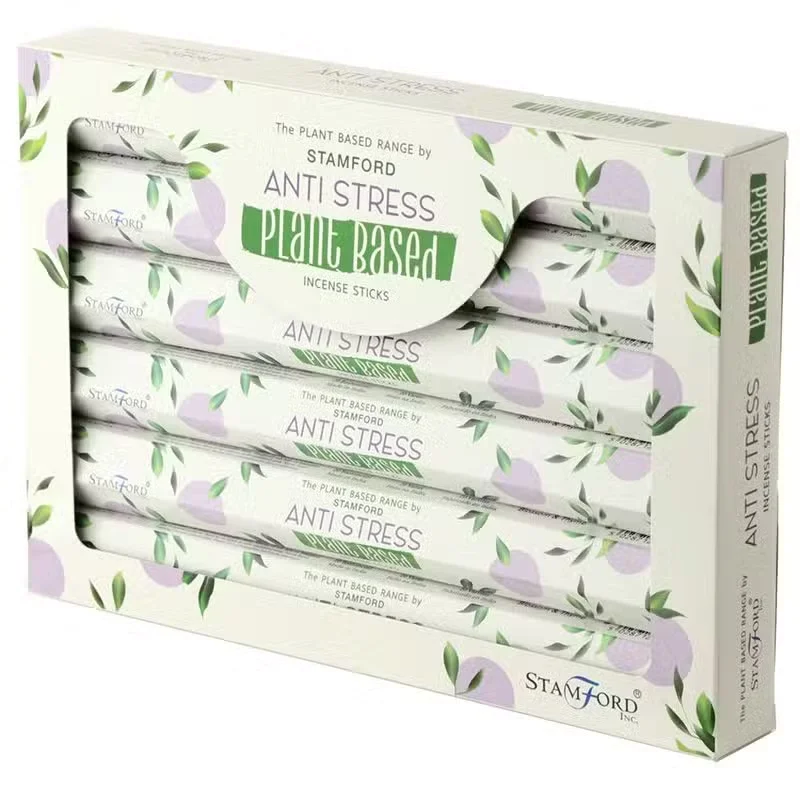Bundle of plant-based relaxing incense sticks for anti-stress use on a plain white background