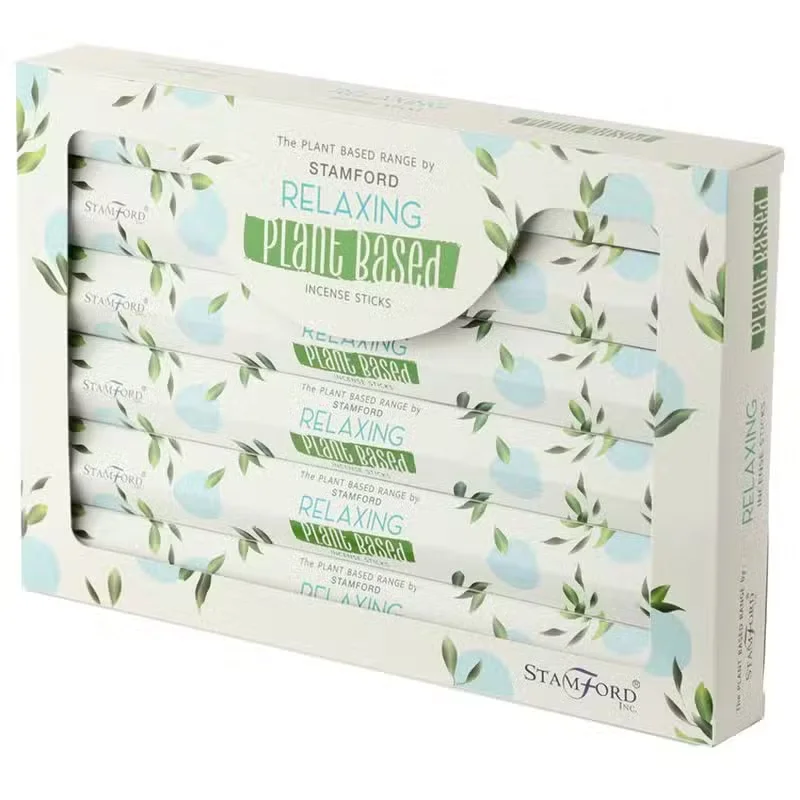 Bundle of plant based aromatic incense sticks with a calming, relaxing theme on a plain background