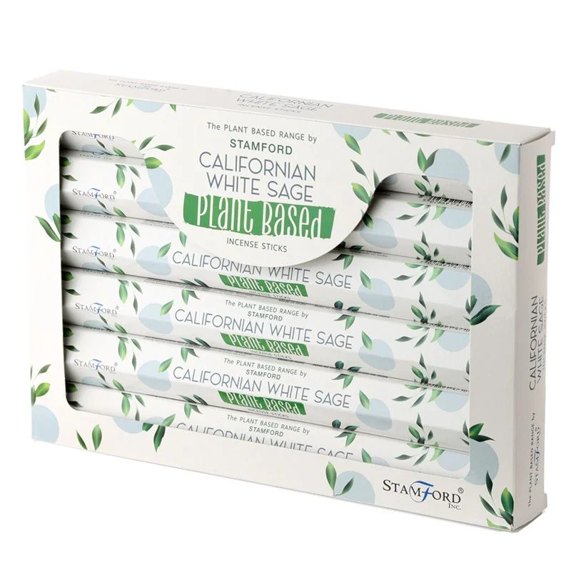 Bundle of natural incense sticks featuring Californian white sage, arranged on a neutral background