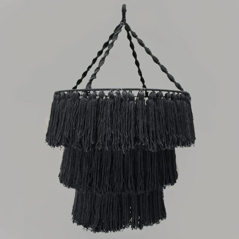 Macrame chandelier black