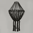 Handmade macrame lamp: large black drop chandelier with woven cords