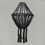 Black macrame large drop chandelier hanging, featuring intricate knotwork, perfect for black indoor lighting.