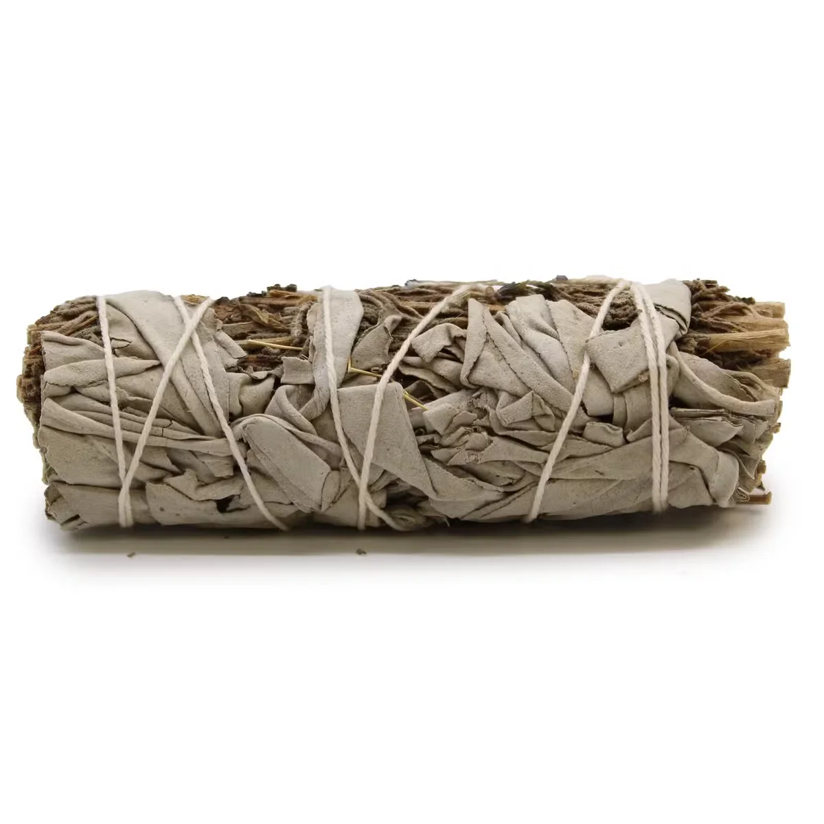 Aromatherapy smudge stick made of white sage and lavender, measuring 10 cm, bound with natural twine