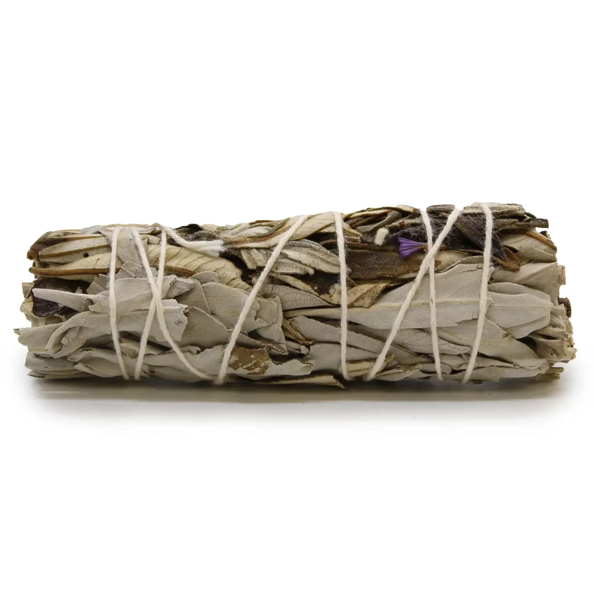 White sage and yerba santa smudge stick bundle measuring 10cm, tied with natural string for burning rituals