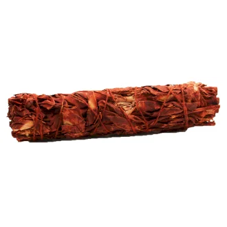 15cm Dragonsblood smudge stick bundle with red resin coating for cleansing and rituals on white background