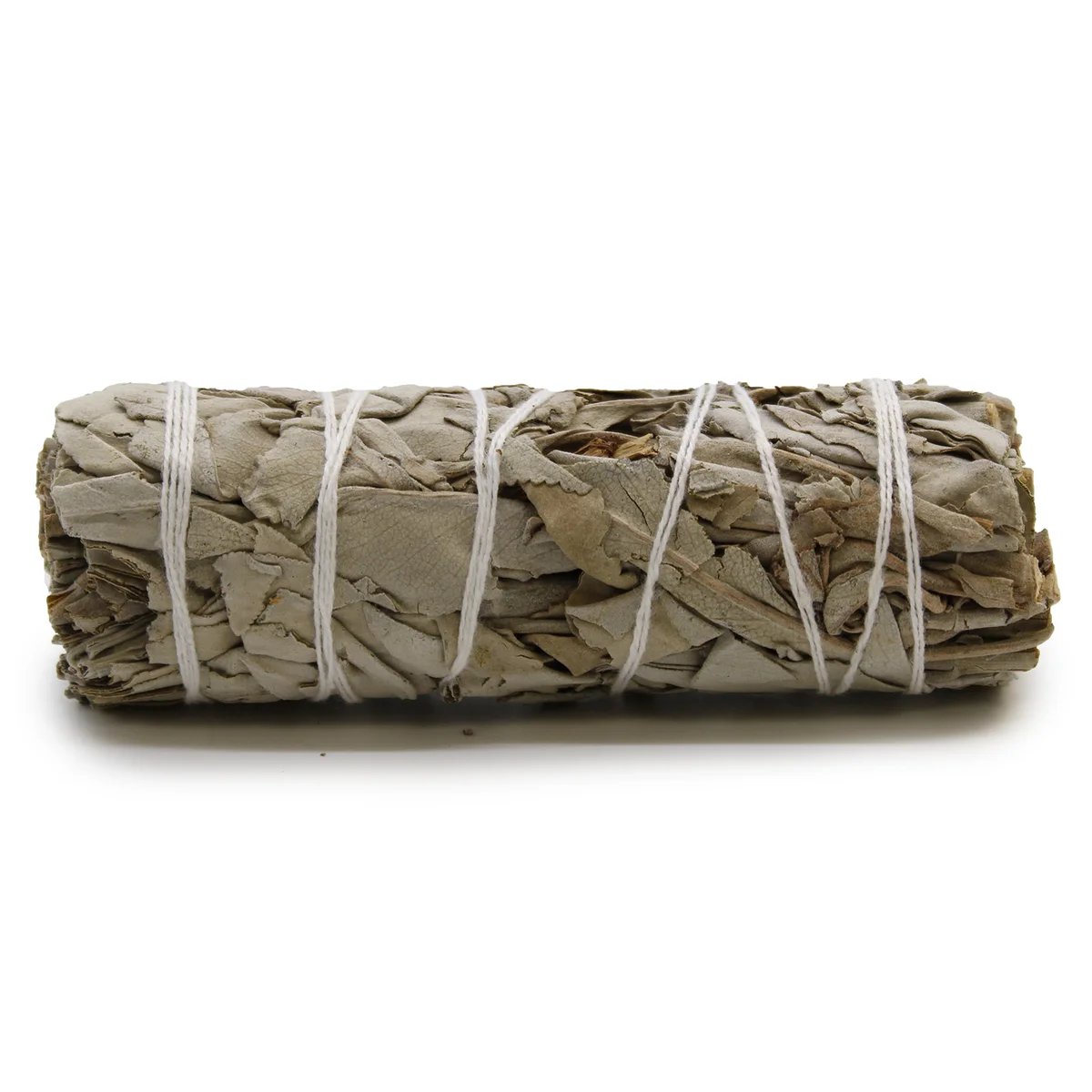 White sage bundle smudge stick measuring 10cm with tightly wrapped sage leaves for cleansing rituals
