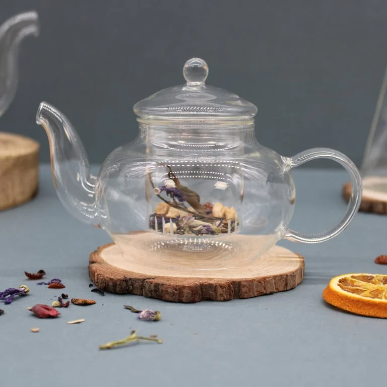 400ml glass teapot with round pearl infuser