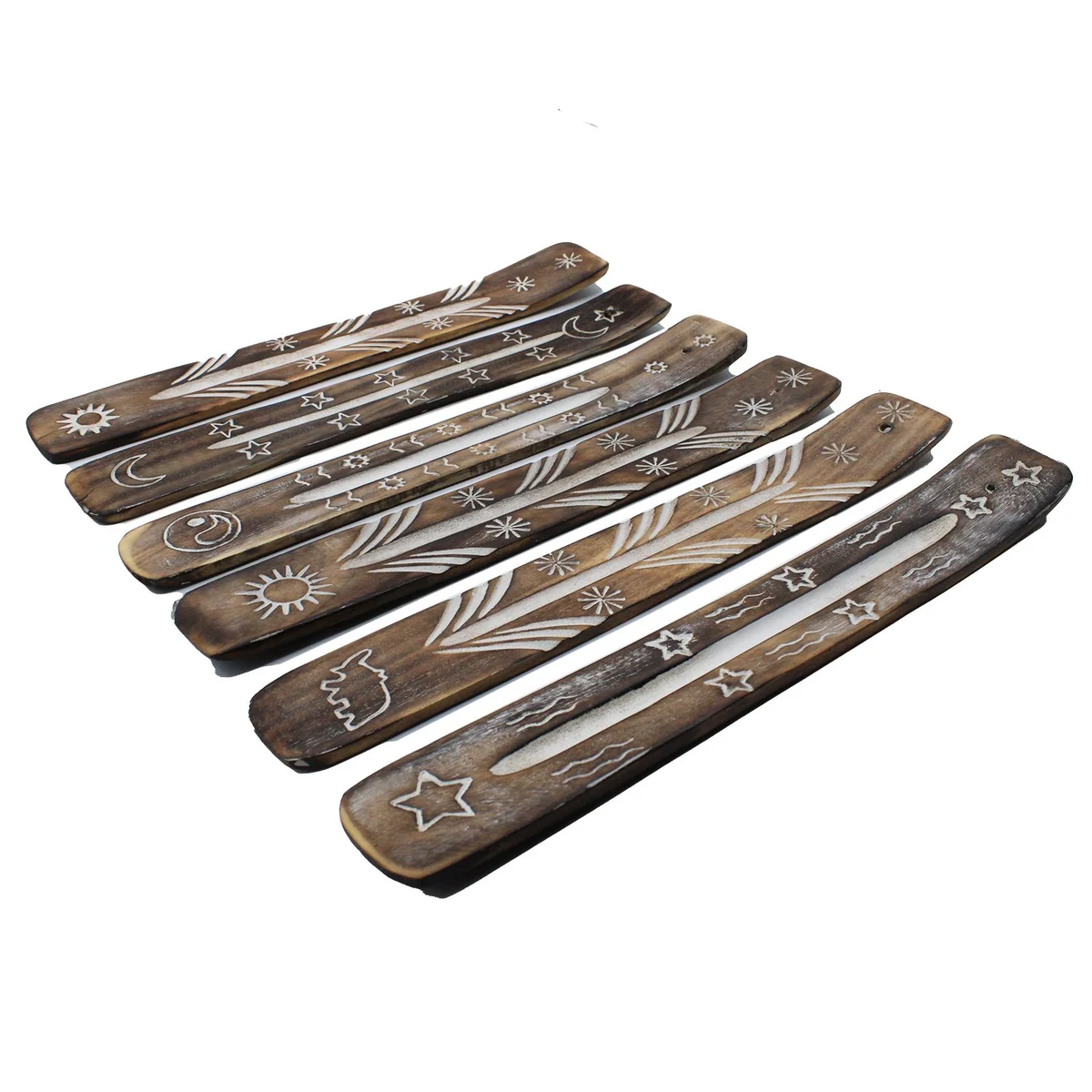 Simple white washed incense holder with a smooth finish for holding incense sticks securely