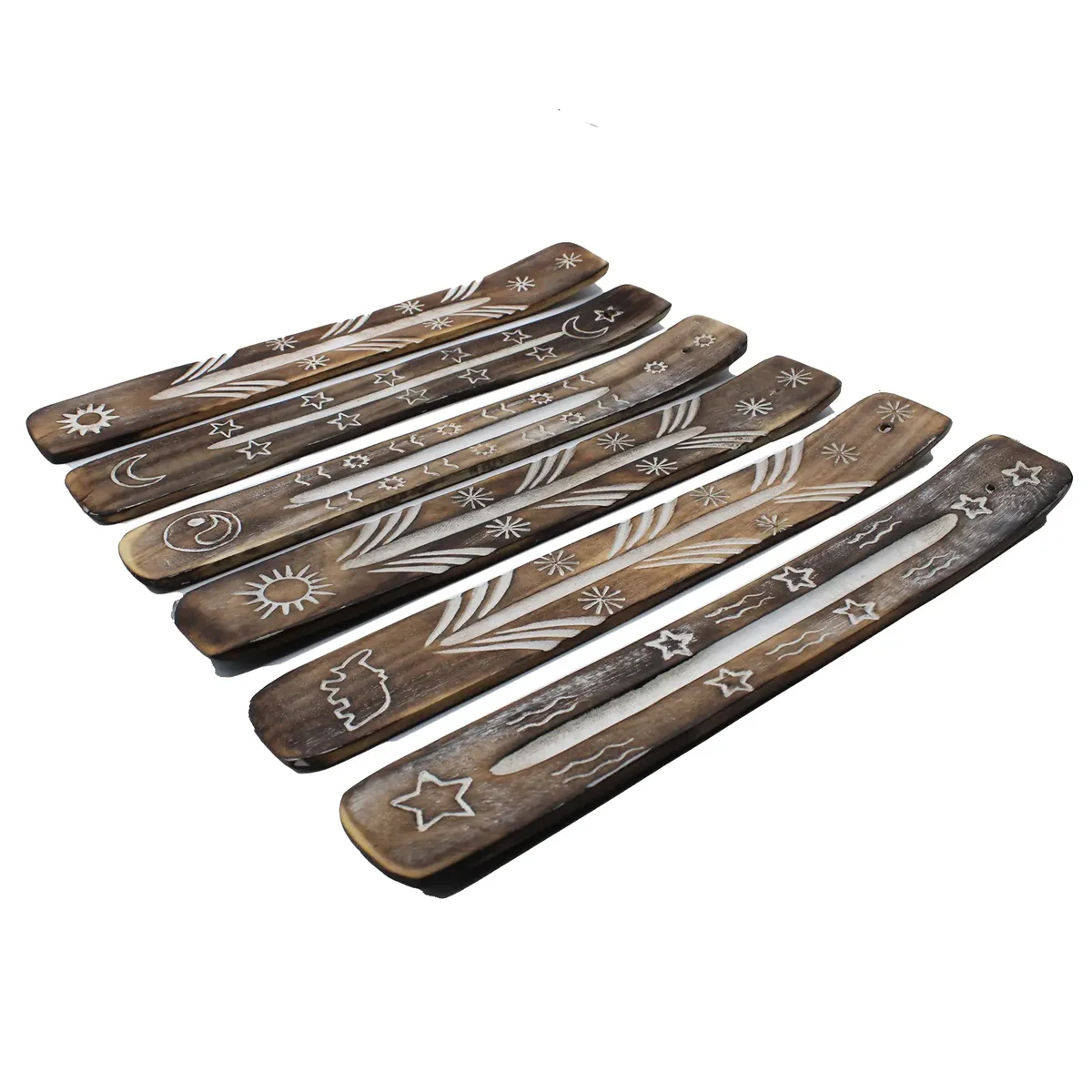White washed simple incense holder with a minimalist design on a plain white background