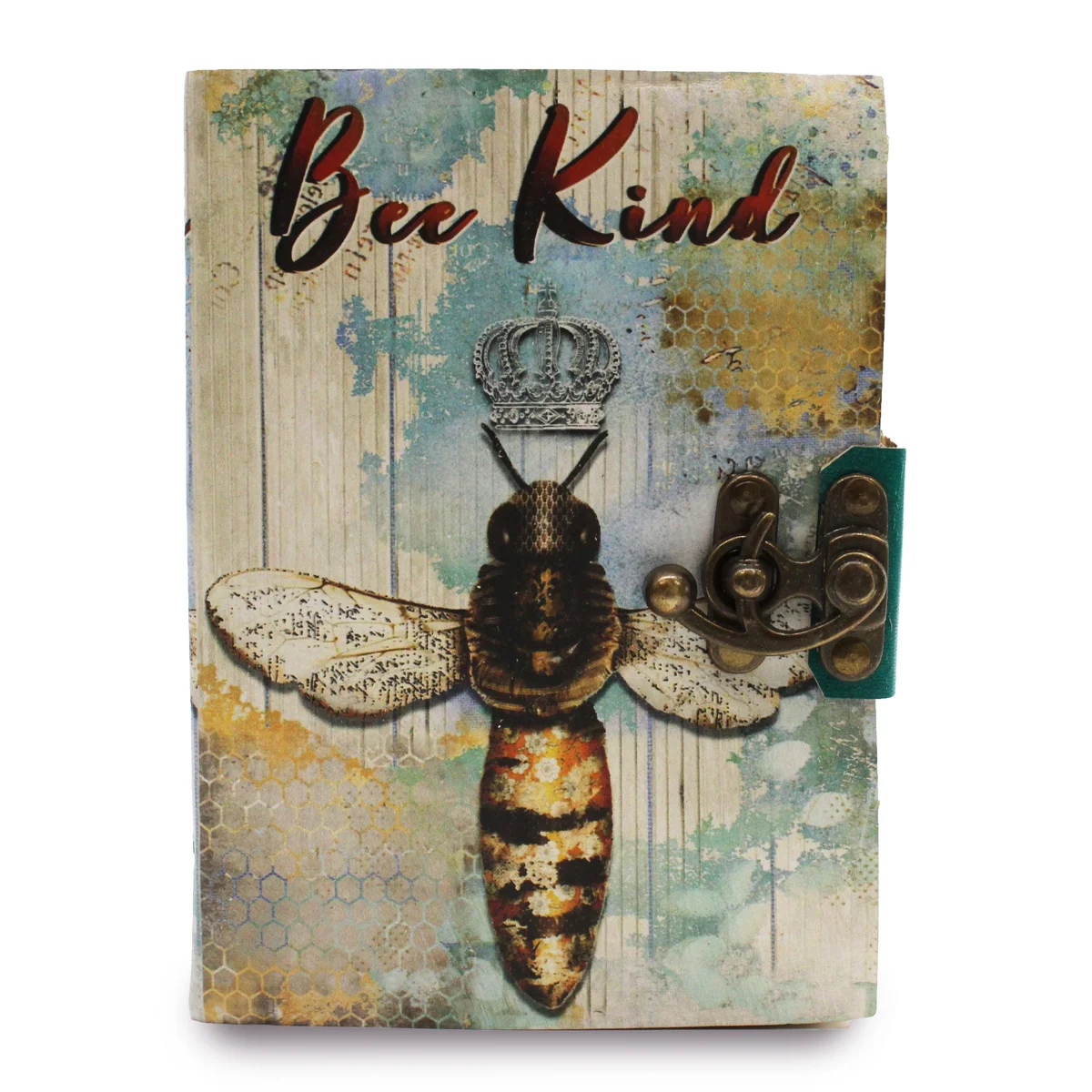 Leather notebook with "Bee Kind" embossed on the cover and deckle-edge pages, size 7x5 inches