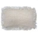 Linen cushion cover 30x50cm, light fabric with fringe trim.