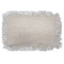 Linen cushion with fringe: soft 30x50cm cover shown flat with fringe detail