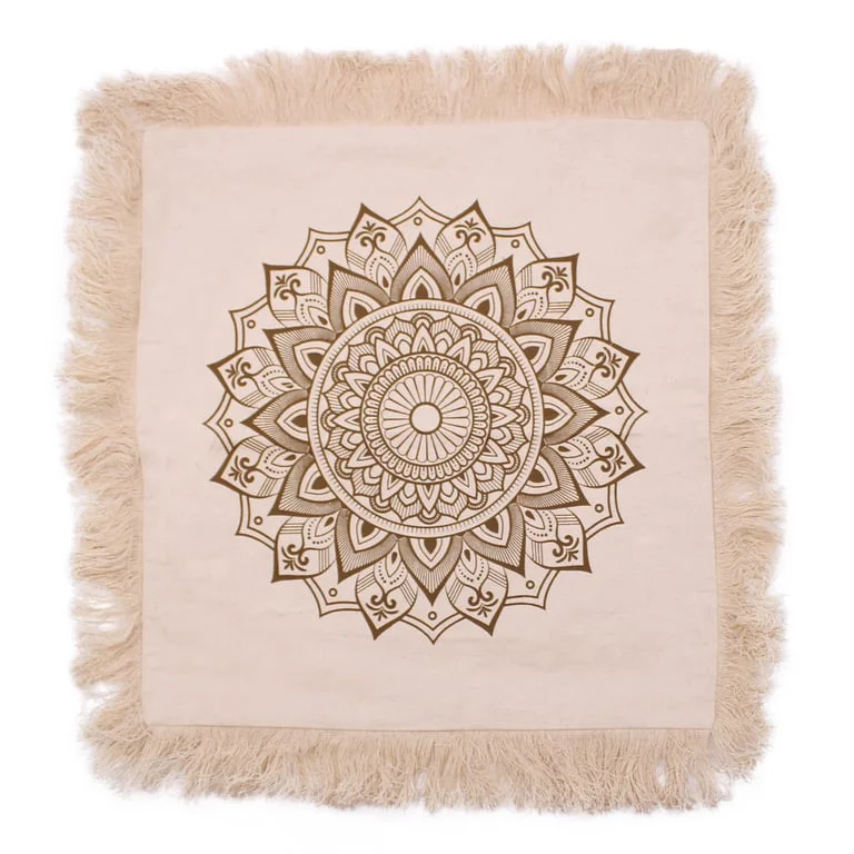 Bronze lotus mandala cushion cover, 45x45cm, featuring detailed floral pattern.