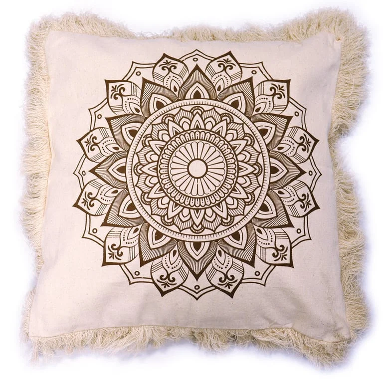 Bronze cushion cover featuring a lotus mandala pattern.