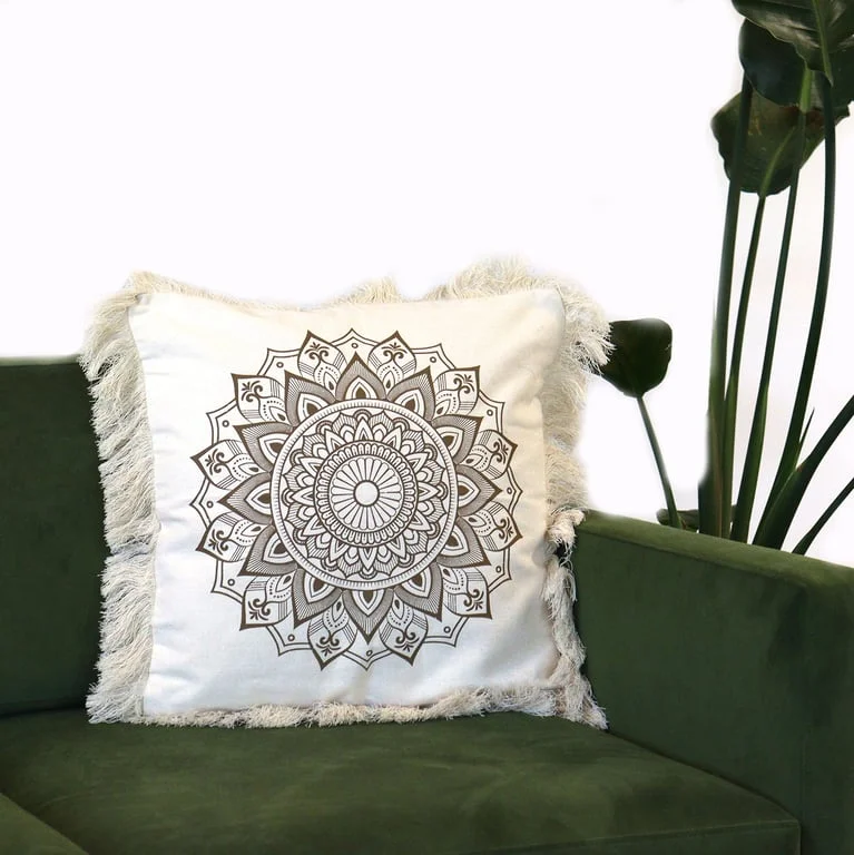 Bronze Lotus Mandala 45x45cm cushion cover with intricate mandala pattern, shown on a plain background