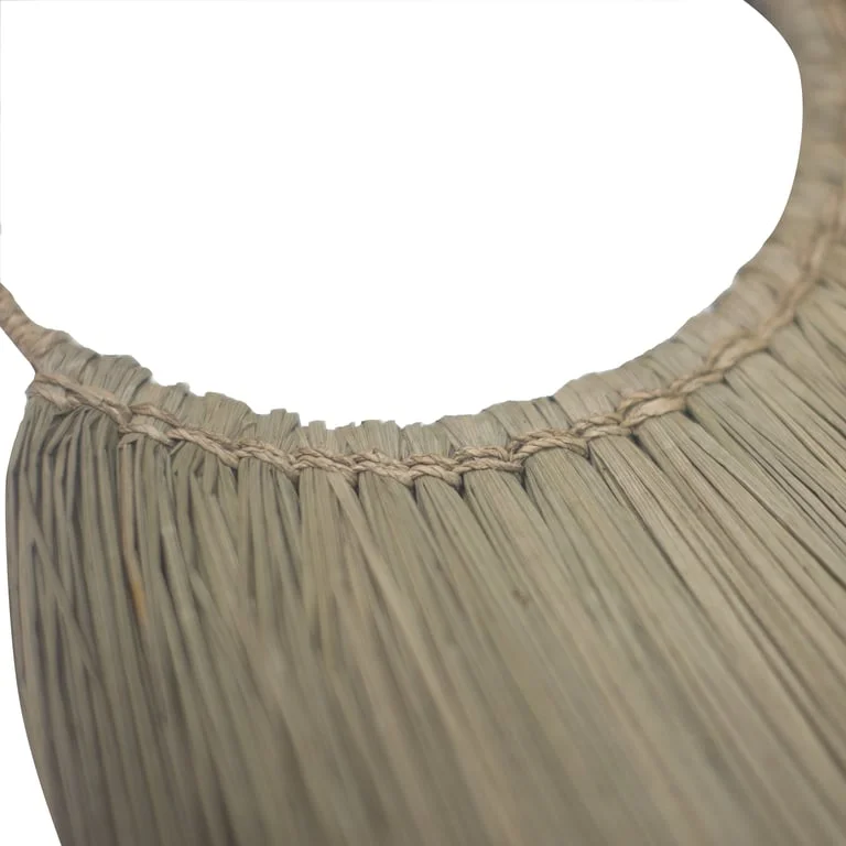 Large natural seagrass fan wall decor, subtle textured fan shape hanging on wall called seagrass wall art.