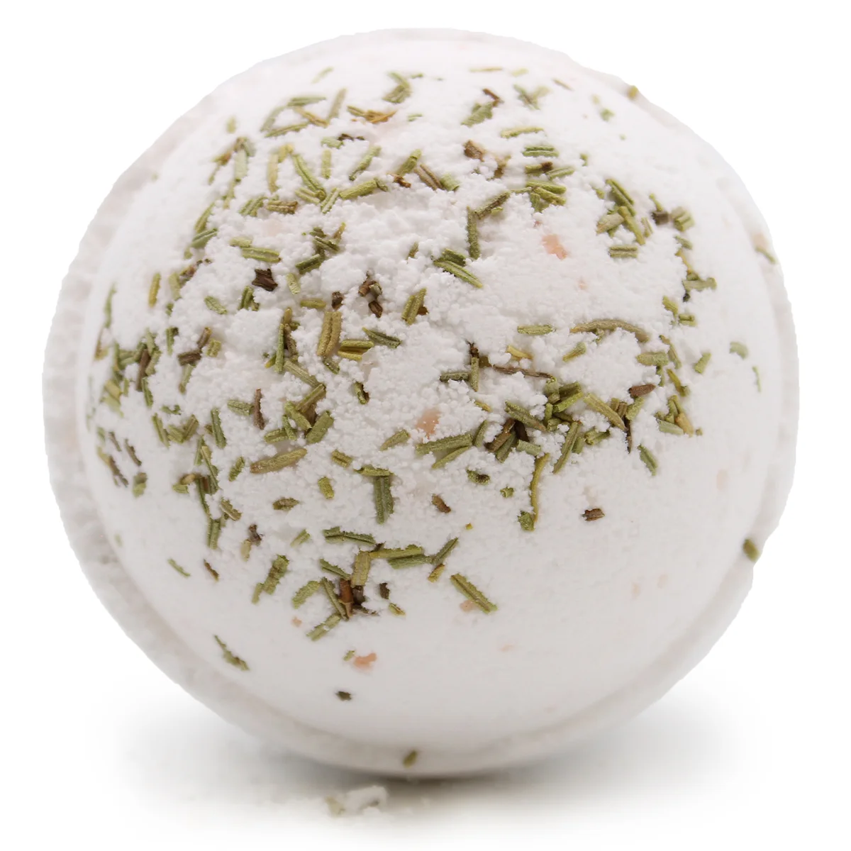 Clarity Himalayan salt bath bomb with pink and white hues on a white background