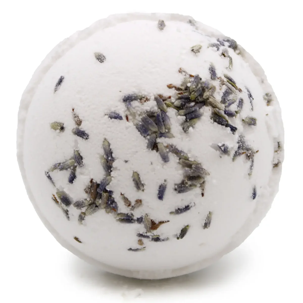 Round pink Relax bath bomb made with Himalayan salt on a white background for a calming bath experience