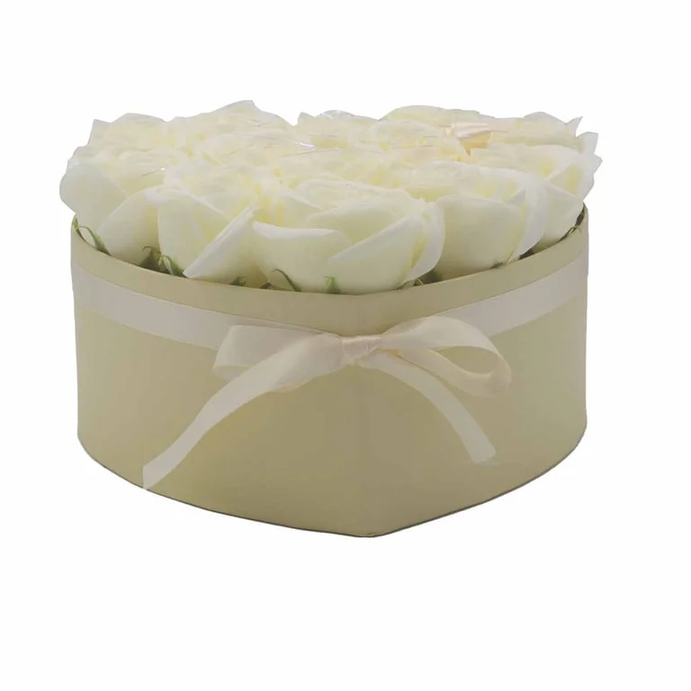 Heart shaped bouquet of 13 creamy soap roses