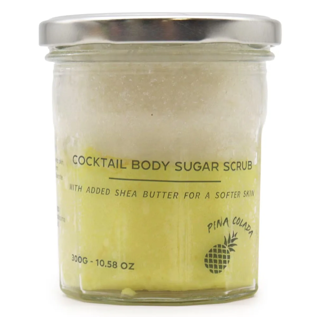 Fragranced Sugar Body Scrub in pinacolada design, body scrub 300g