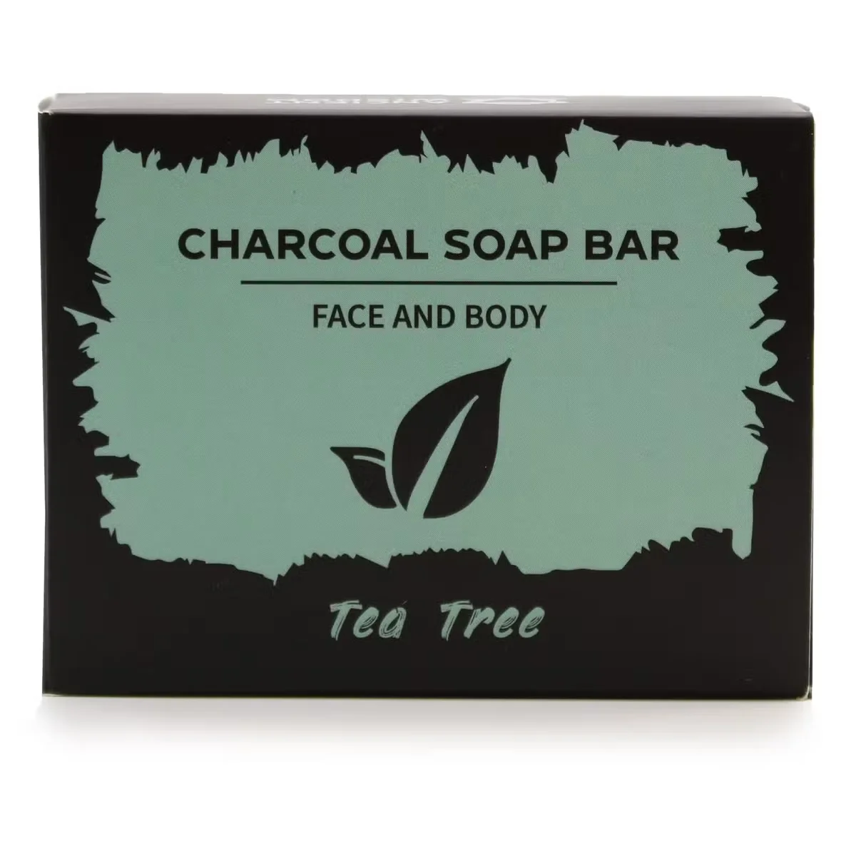 Charcoal tea tree soap 85g, skin detox soap in dark jar.
