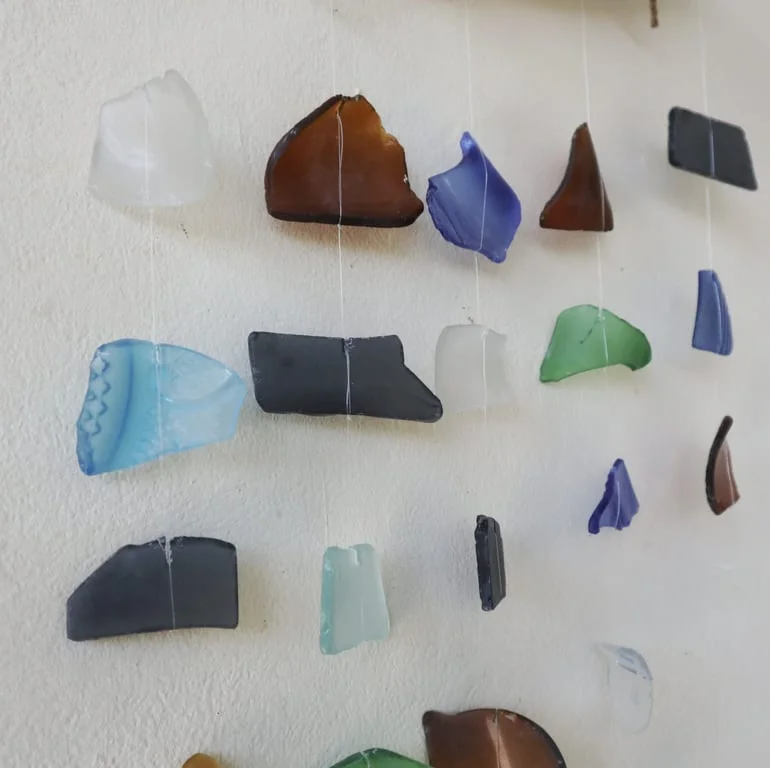 simple hanging decoration with five strings in multiple colours