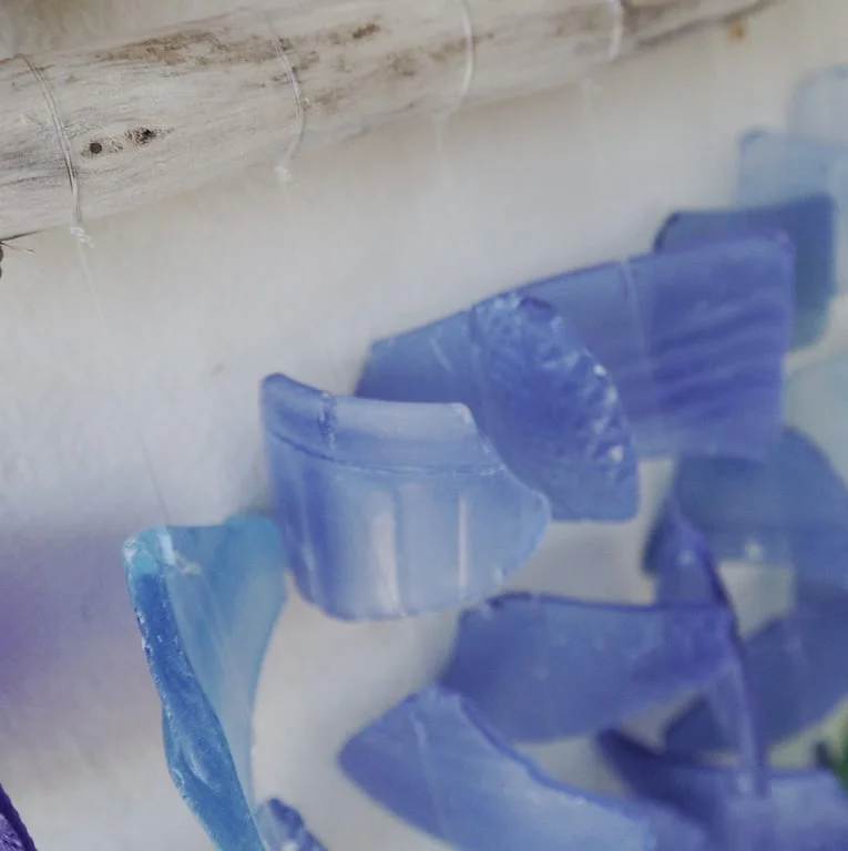 Three blue sticks displayed together as a stylish home art piece
