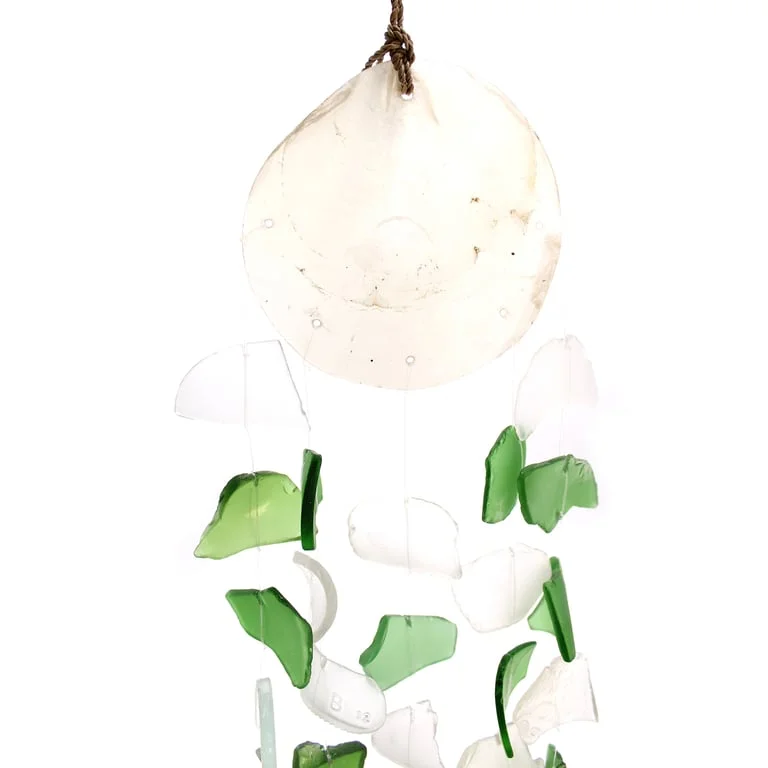 Green and white glass drop, featuring elegant white glass decor with subtle green accents
