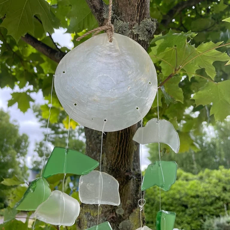Green and white glass drop ornament, perfect glass home ornament for decorative styling.