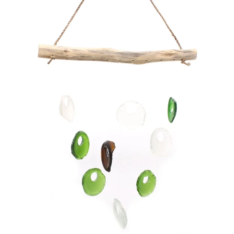 Bottle bottoms chime assortment of small metallic chimes displayed on a contrasting background