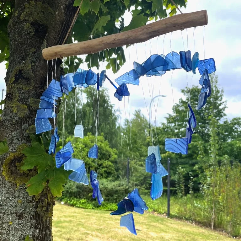 Blue love themed chime, an elegant decorative piece.