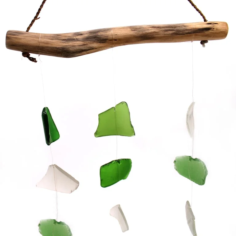 Three Drop green and white hanging art piece, sleek modern wall decor