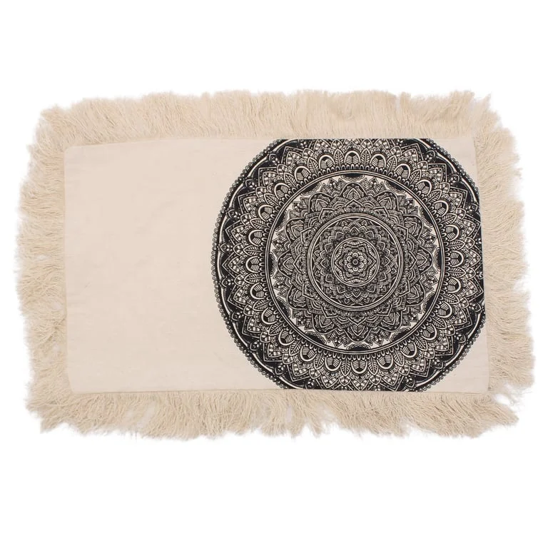 Black 30x50cm cushion featuring a traditional mandala pattern.