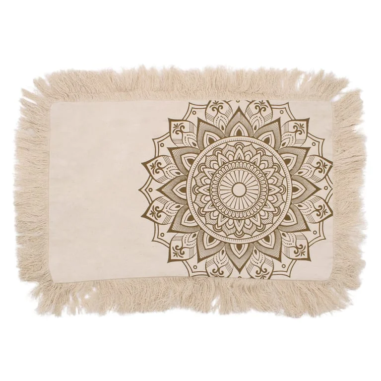 Bronze lotus mandala cushion 30x50cm, showing pattern and cushion shape.