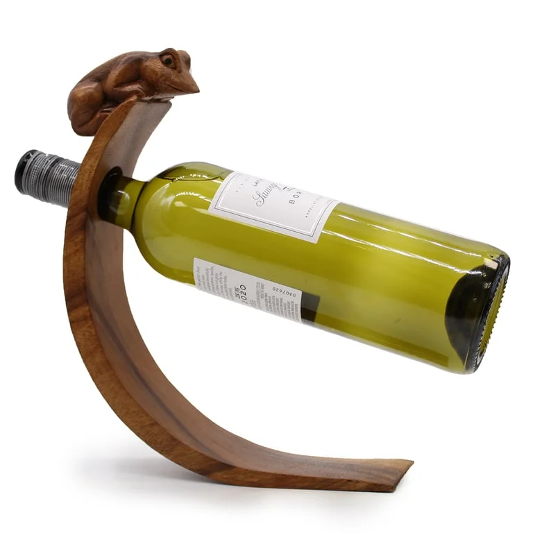Balance wine holder shaped like a frog.