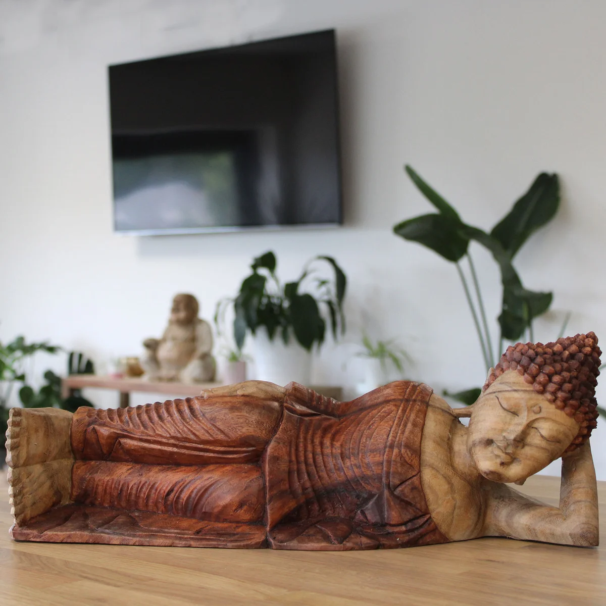 Sleeping Buddha decorative Buddha statue measuring 50cm, showing reclining figure with serene expression on neutral background