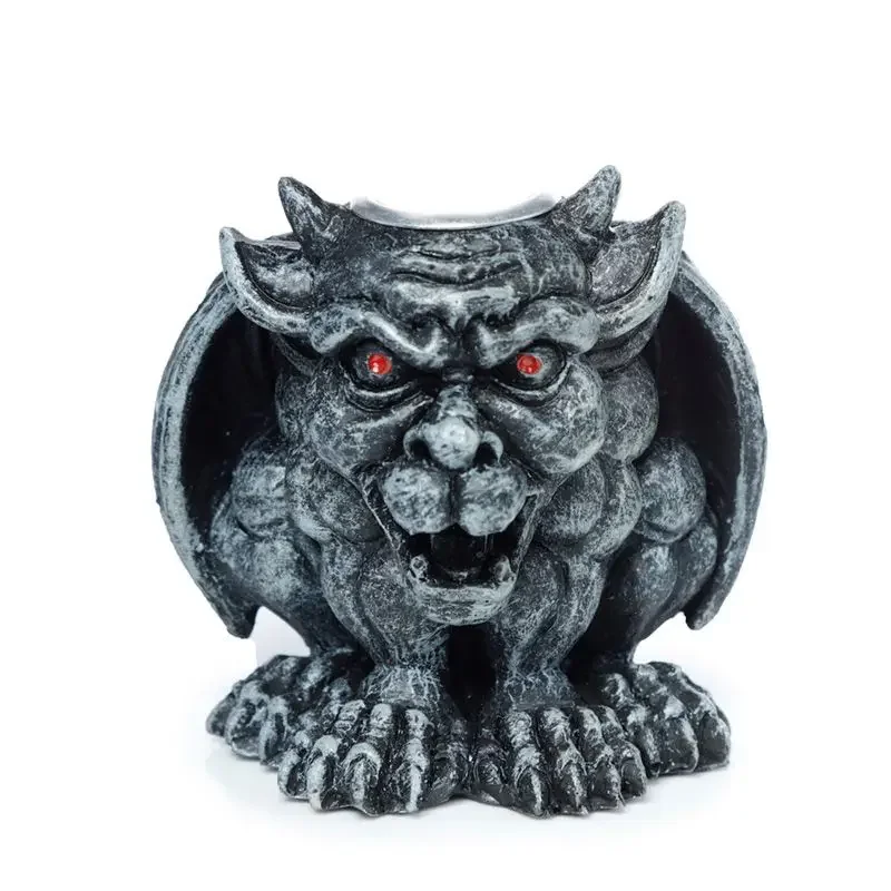 Gargoyle-shaped backflow incense burner made of dark material with detailed wings and base design