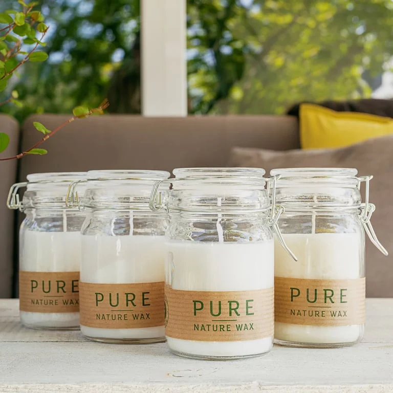 Jar candle white made of pure olive wax, 120x70mm