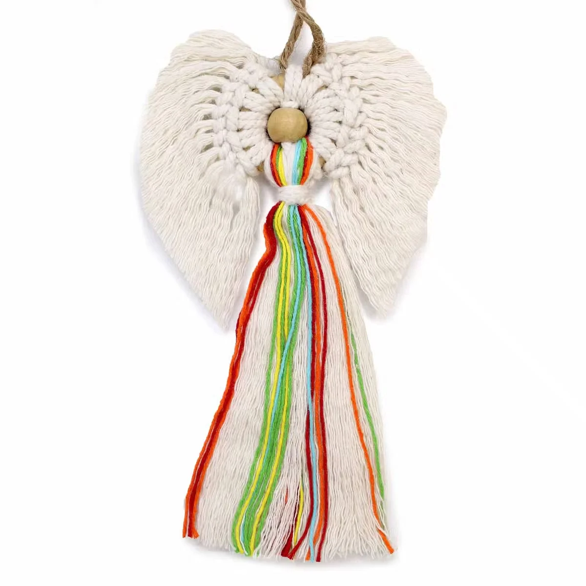 Macramé angel hanging sculpture for boho home decoration