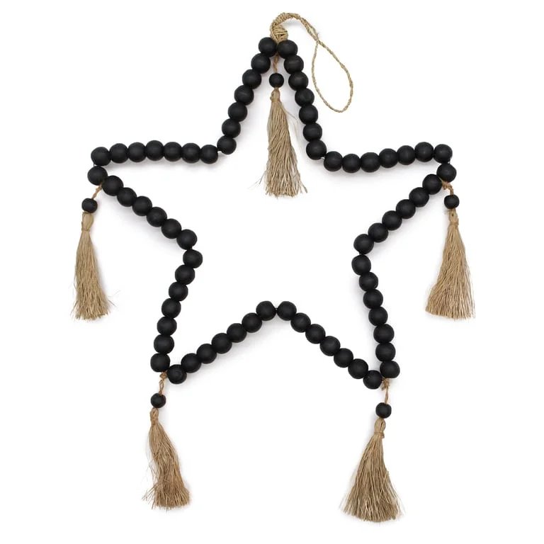 Large bead star mobile featuring star-shaped mobile with beads, 58x38cm