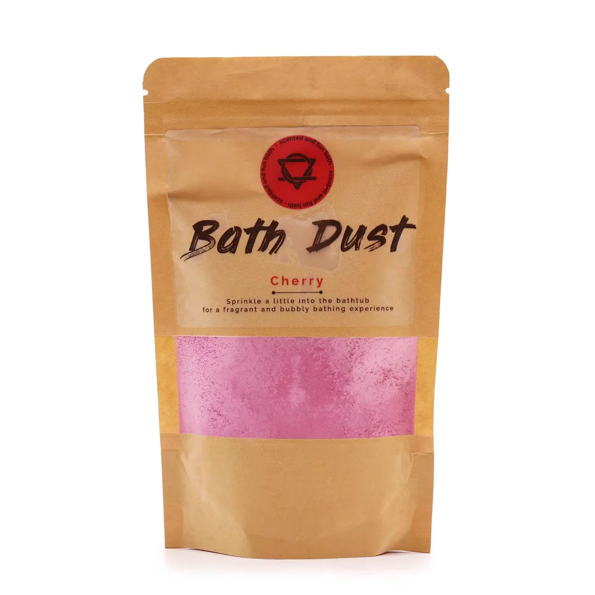 Cherry Bath Dust 190g container with red bath dust powder, part of bath accessories UK collection on white background