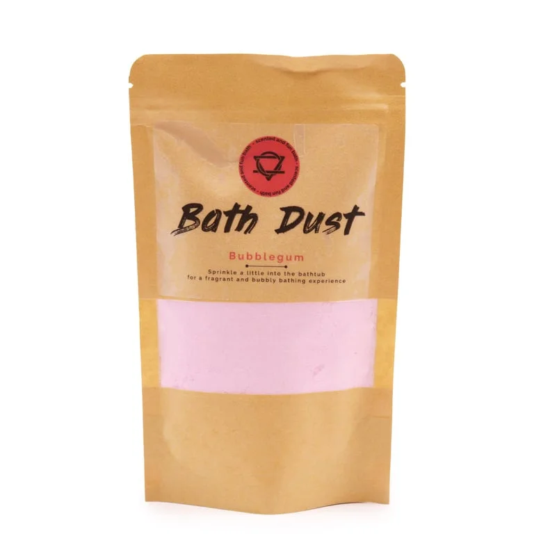 Bubblegum Bath Dust 190g powder in a translucent pouch.