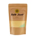 Melon scented bath dust in a small white pouch, dusted with greenish powder, labeled 190g