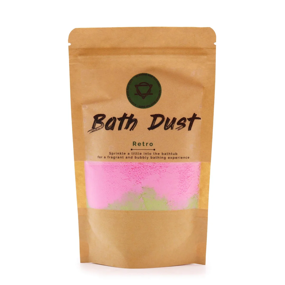 Retro Bath Dust 190g container with vintage-inspired design and label on a plain background