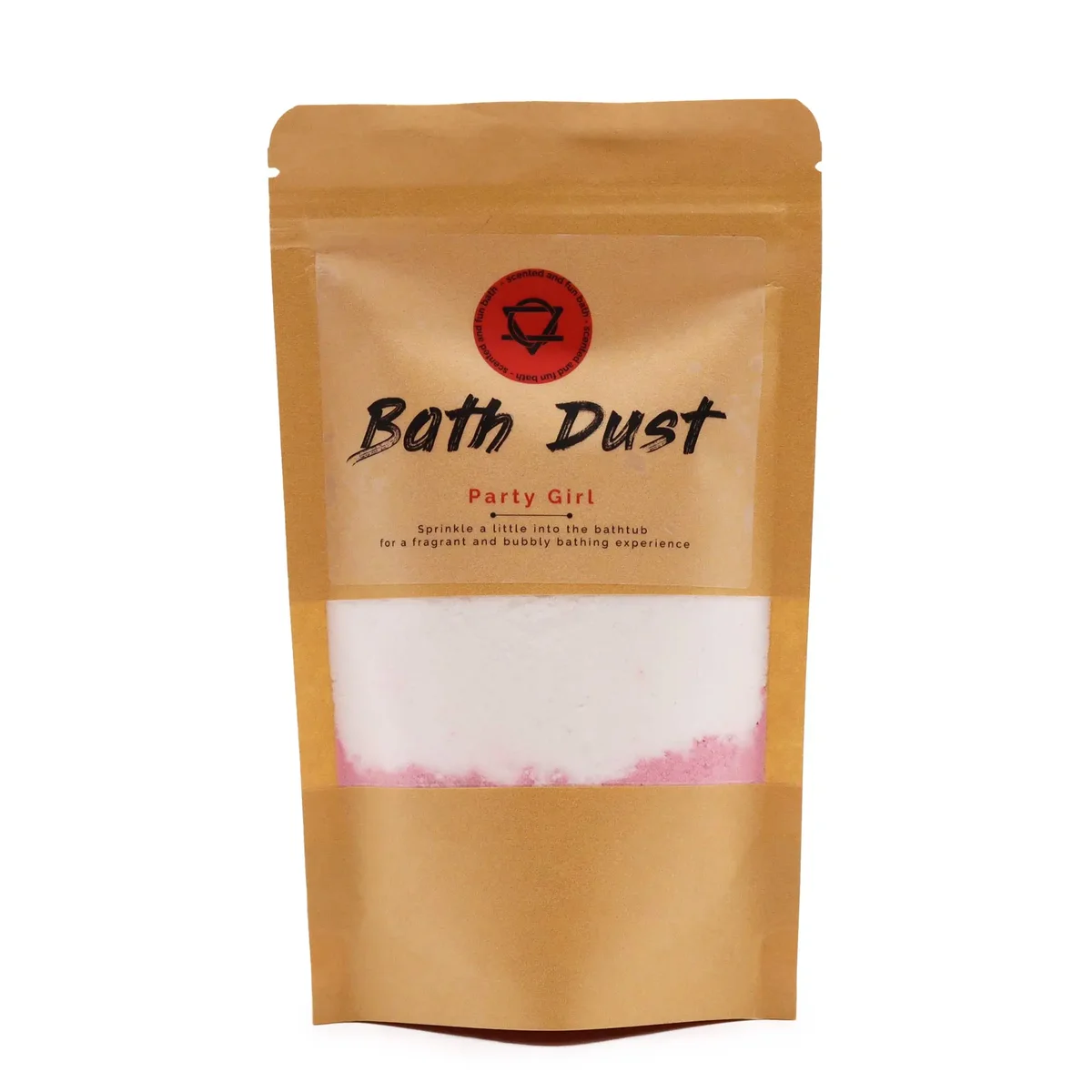 Party Girl Bath Dust 190g container with colorful label on a white background
