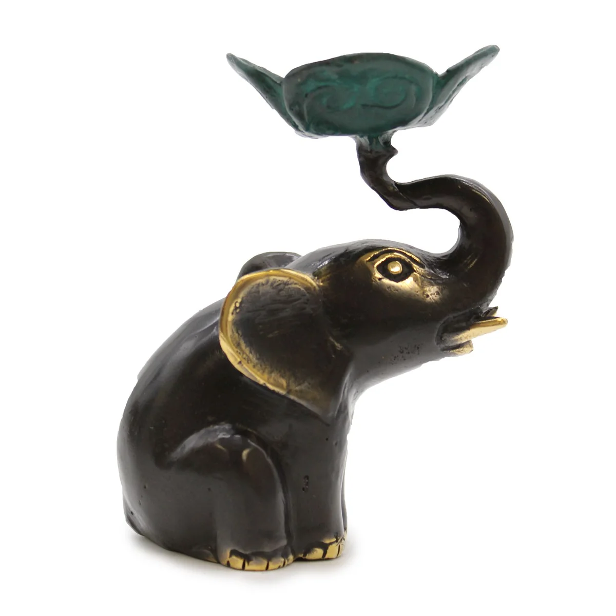 Small decorative elephant candle holder designed to hold candles or incense, compact and detailed in appearance