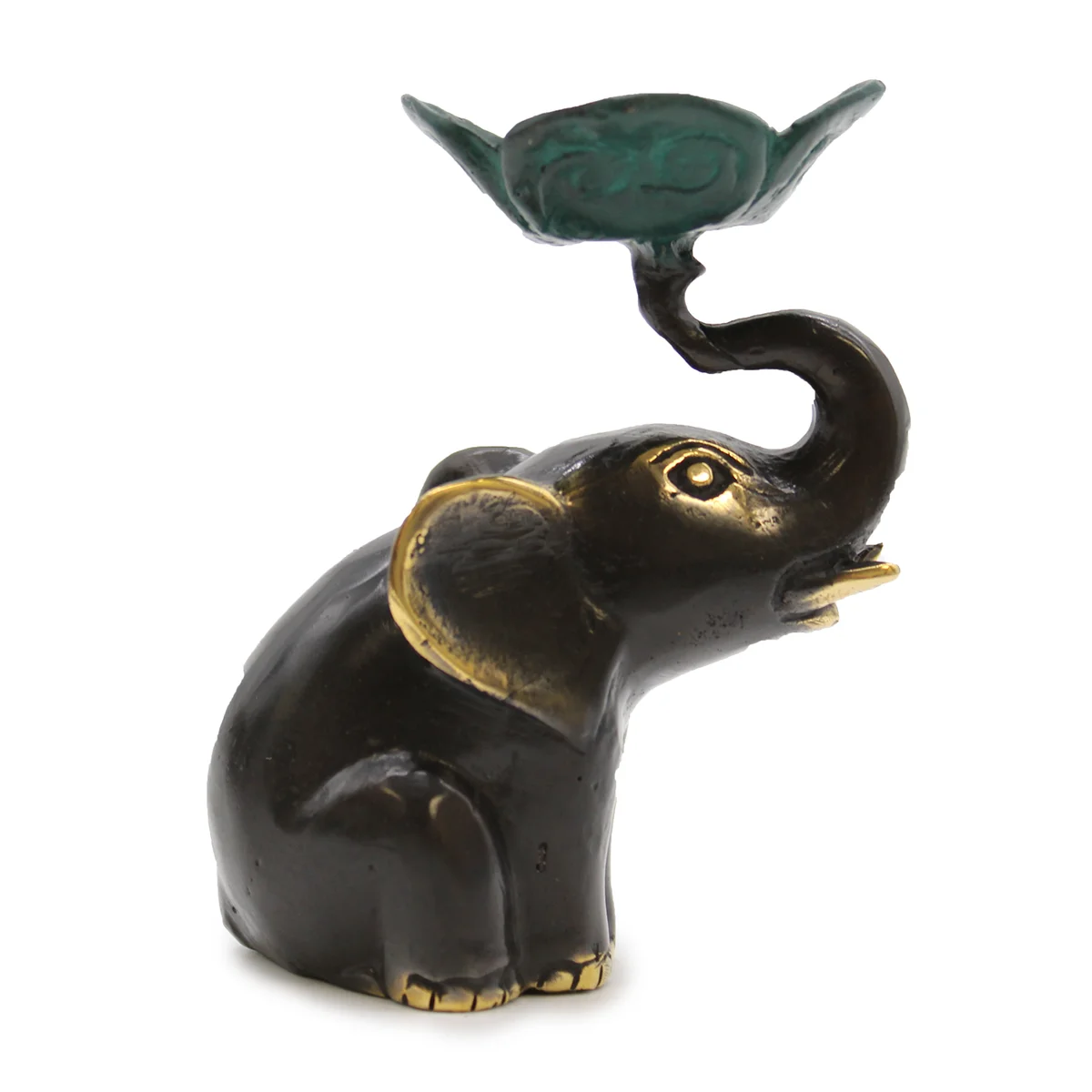 Small ceramic incense holder elephant shaped as a candle holder, designed for small candles or incense sticks.