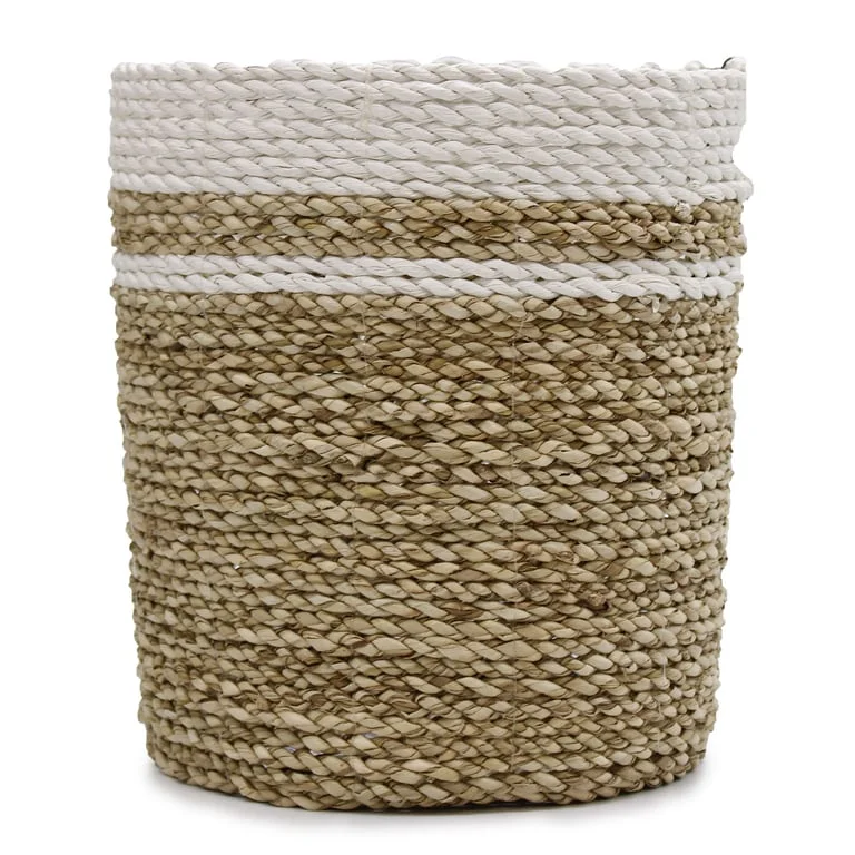 Stylish set of 2 seagrass bins and 2 matching vases, displayed together in a natural seagrass arrangement.