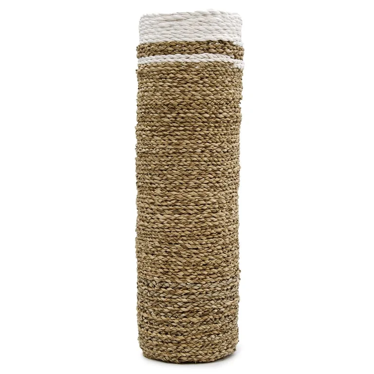 Decorative vase set featuring two seagrass vases and two matching bins